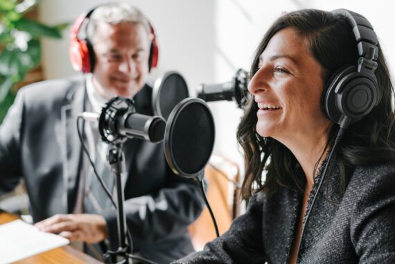 Business podcast recording