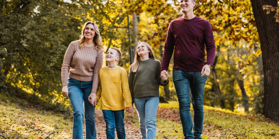 Family Walking In Park